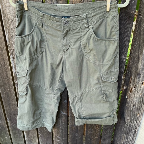 Kühl Kontra Roll Up Sage Cargo Convertible Capri Pants / Bermuda Shorts Sz 6 - Picture 8 of 16